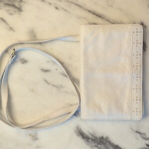 Vintage white genuine leather crossbody